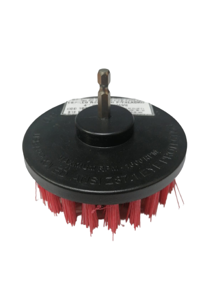 Cepillo Redondo Rojo Para Taladro 4" Cerda Suave Pieza